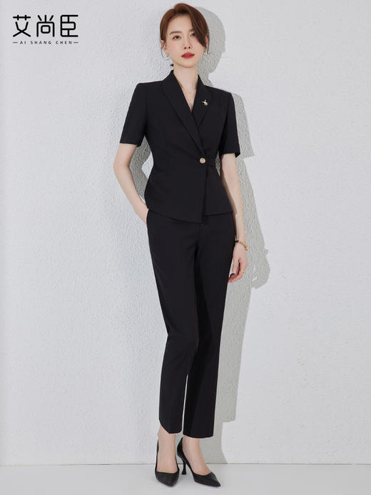 黑色西装外套女2025新款小个子职业西服套装工作服夏季短袖职业装 商品图1
