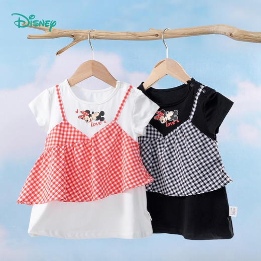 【商场同款】迪士尼童装 女童假两件短袖连衣裙夏季吊带拼接裙子女 商品图3