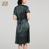 夏季新款 弹力缎印花桑蚕丝真丝短袖连衣裙女E22LS84 商品缩略图4