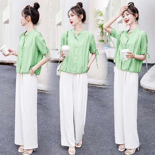 气质清新，短袖上衣阔腿裤两件套裤HR-AQHUI23050-1 商品图8