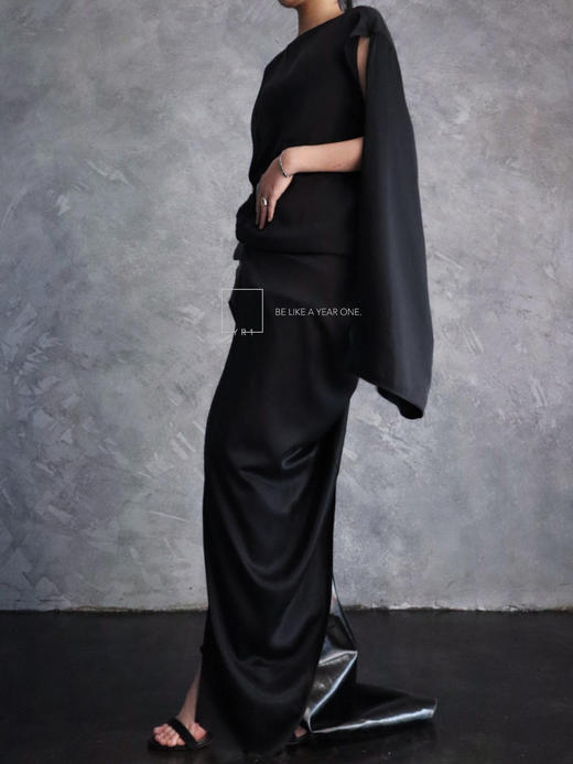 Rick Owens | EDFU黑色丝绸-粘胶混纺连衣裙 商品图3