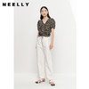 NEELLY纳俪商场同款V领短袖碎花衬衫女抽绳显瘦别致上衣夏季新款N23042R01043 商品缩略图1