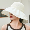 ZQ-X3-M2434拼接遮阳帽女韩版新款泡泡纱大檐渔夫帽休闲潮流帽子 商品缩略图6
