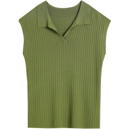 薄款翻领无袖t恤，夏季新款妈妈夏装洋气polo衫冰丝针织衫CC-89-3313 商品图4