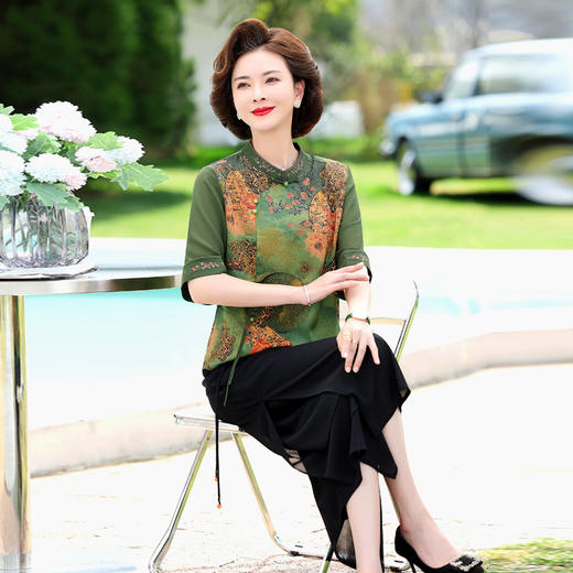 FW FA717W夏装套装气质袖复古盘扣上衣民族风两件套 商品图0