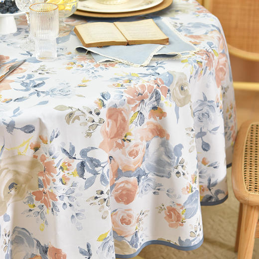 马卡龙玫瑰系列圆形桌布轻奢全棉欧式台布 商品图1