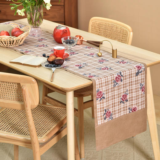 复古玫瑰系列桌旗轻奢田园茶几桌旗 商品图0