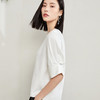 玳莎设计感五分袖小衫女2023年夏季新款百搭米白色宽松圆领上衣  DB31202 商品缩略图1