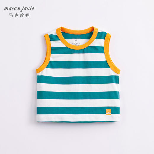 马克珍妮新款夏装 男童学院风条纹撞色纯棉背心230720 商品图2