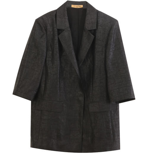 玳莎【龟裂纹香云纱】七分袖西装女2023年夏季新款通勤重磅桑蚕丝外套  DB37203 商品图4