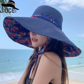ZQ-X2-M2446帽子女夏季新款印花渔夫帽户外防风大檐帽遮脸太阳帽