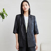 玳莎【龟裂纹香云纱】七分袖西装女2023年夏季新款通勤重磅桑蚕丝外套  DB37203 商品缩略图0
