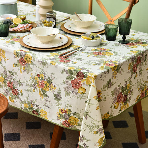 卡罗拉玫瑰方形桌布纯棉田园清新台布 商品图2