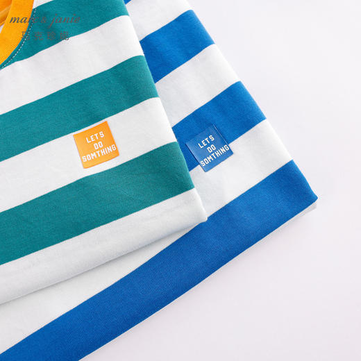 马克珍妮新款夏装 男童学院风条纹纯棉短袖T恤230698 商品图4