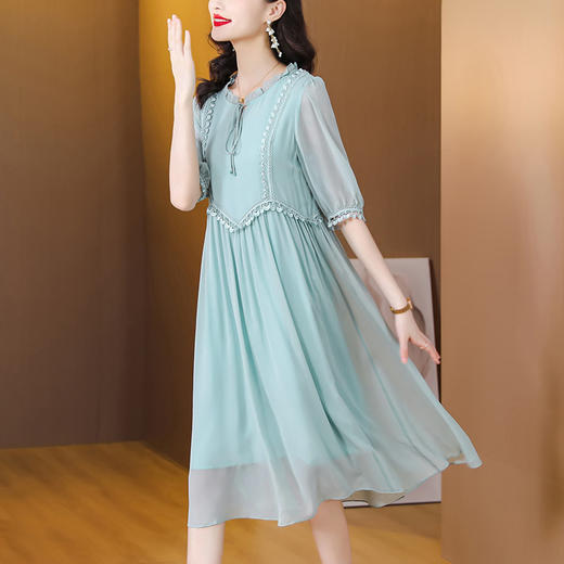 夏季新款，妈妈装时尚气质简约百搭纯色A字裙连衣裙AHM-ss3038 商品图0