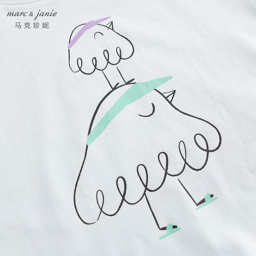 【凉感抗菌】马克珍妮夏装 女童趣味图案休闲短袖T恤231000 商品图4
