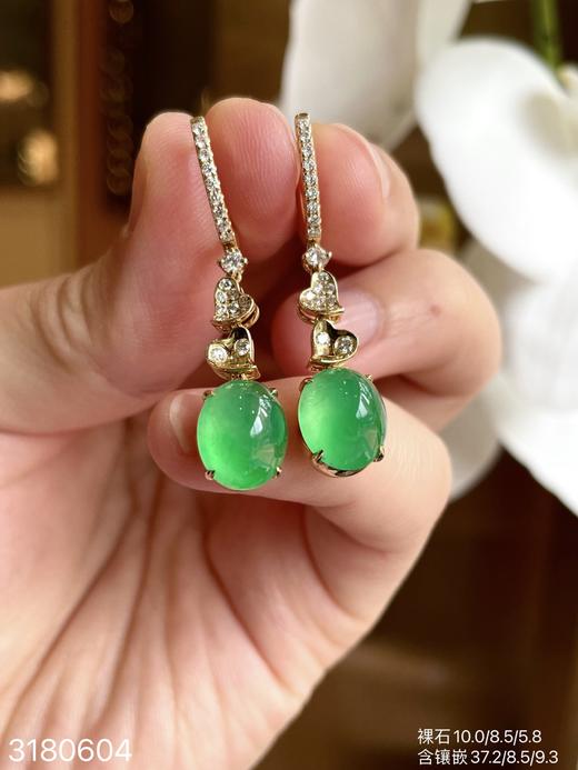 玻璃木纳艳绿蛋面耳坠 79999【3180604】 商品图5