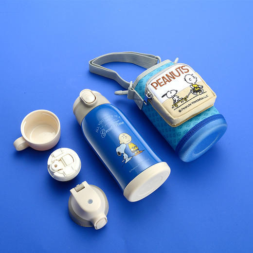 史努比316学生不锈钢保温杯卡通杯儿童水杯吸管杯三盖儿童保温杯 商品图1