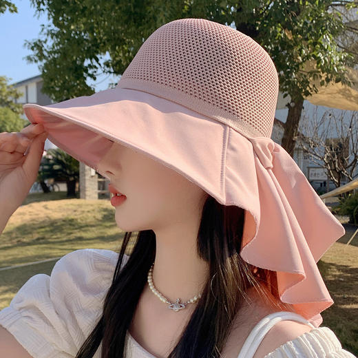 ZQ-T1-M2271日本UV遮阳帽女夏天太阳帽子大檐披肩蝴蝶结渔夫帽潮 商品图5