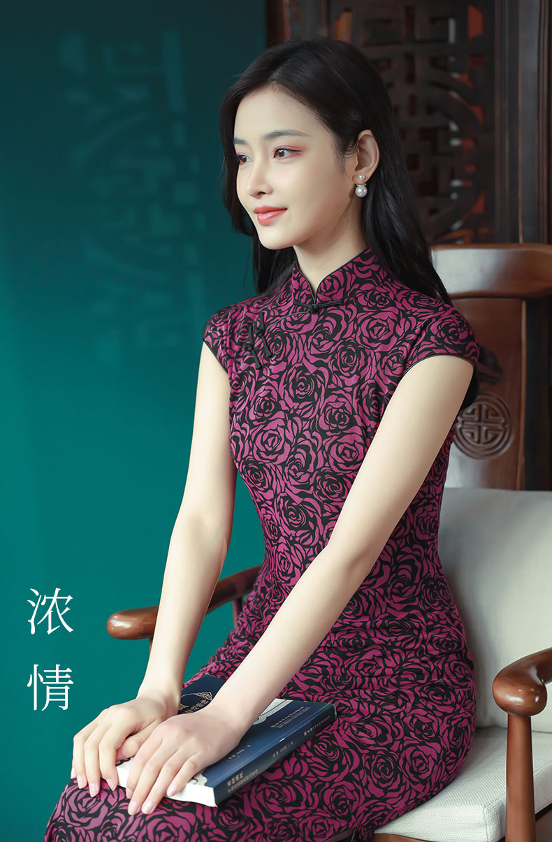 逸红颜原创长款针织旗袍包肩袖女夏小个子气质修身浓情复古民国风