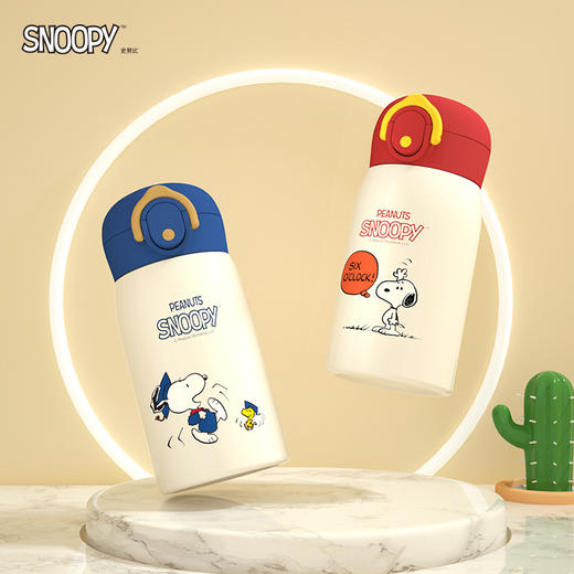 史努比正版批发316不锈钢卡通防漏便携水杯弹跳盖杯子儿童保温杯 商品图0