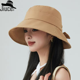 ZQ-M2-M2414日系简约渔夫帽蝴蝶结盆帽遮阳帽文艺休闲盆帽遮脸减龄帽子女