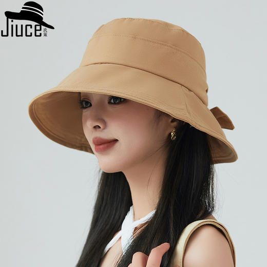 ZQ-M2-M2414日系简约渔夫帽蝴蝶结盆帽遮阳帽文艺休闲盆帽遮脸减龄帽子女 商品图0