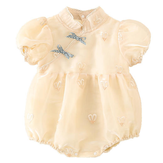 夏季新生儿女宝宝连体衣满月周岁哈衣中国风包屁衣服 商品图4