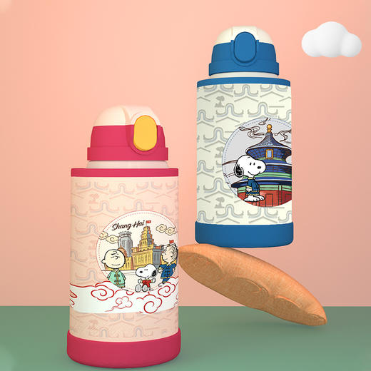 史努比316不锈钢卡通保温杯学生水杯吸管杯两盖儿童保温杯 商品图1