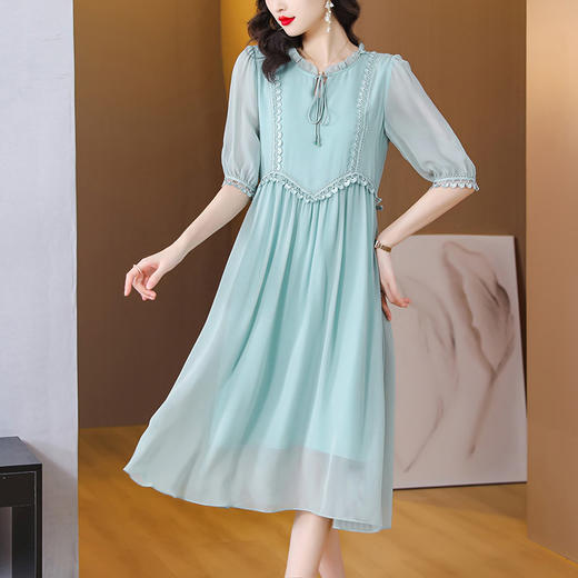 夏季新款，妈妈装时尚气质简约百搭纯色A字裙连衣裙AHM-ss3038 商品图1