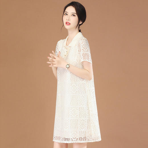 夏季新款，中长款蕾丝镂空连衣裙女休闲气质A字裙薄款GYM-OP0416 商品图0