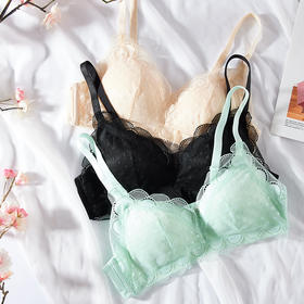 都市丽人自然舒适常规内衣B杯薄3/4杯蕾丝文胸二排无钢圈LB33Z9