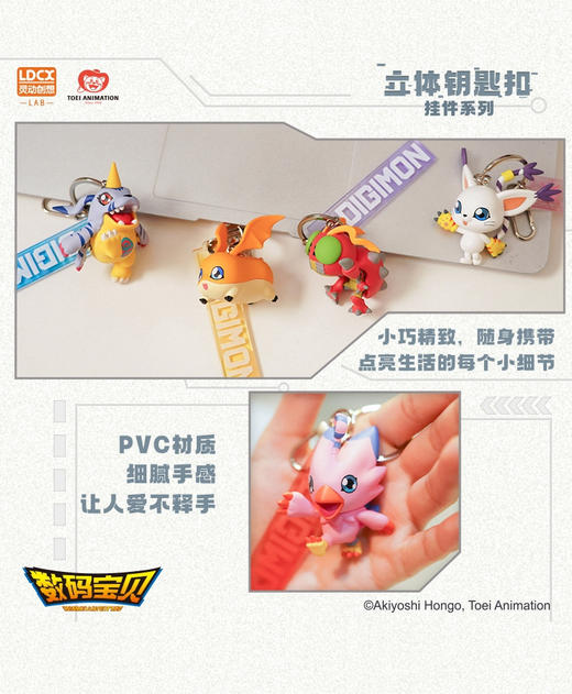 灵动创想 数码宝贝 立体钥匙扣挂件 8只/盒 盲盒 商品图2