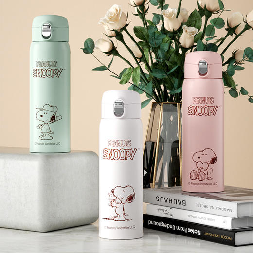 史努比正版316不锈钢水杯弹跳简约女生时尚印logo商务杯子保温杯 商品图0