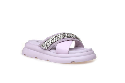 豪麟名鞋迪嘉女装羊皮革+羊反绒面革时尚凉拖DJSKA31WL009紫色 商品图0