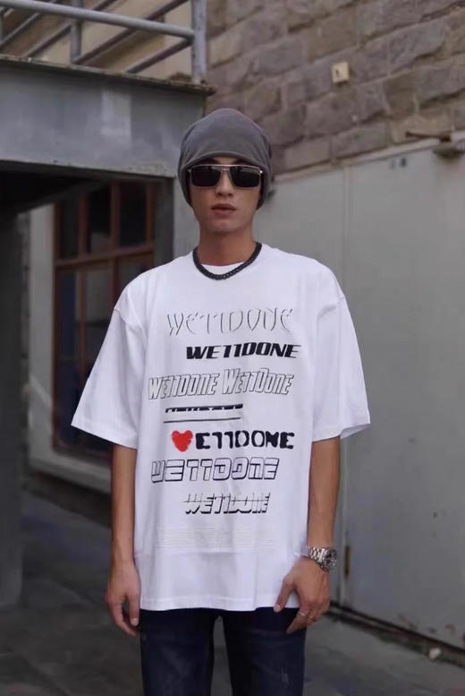 We11done23春夏超大版型有机棉弹幕印花T恤 商品图2