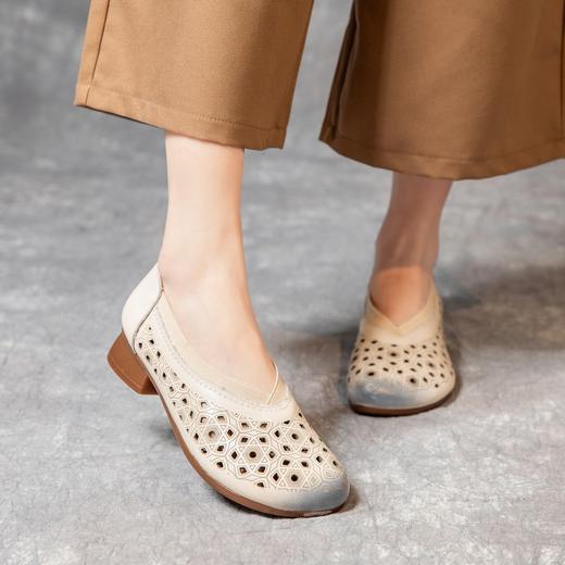 中老年妈妈民族风粗跟镂空凉鞋，牛筋软底外穿洞洞凉鞋MLD- 6007 商品图4