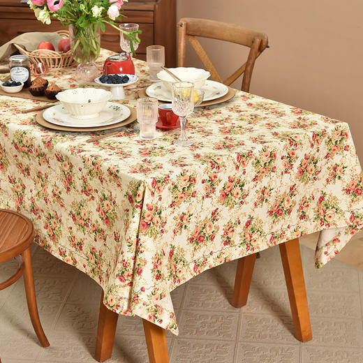 月光玫瑰系列方形桌布美式田园餐厅桌布 商品图1