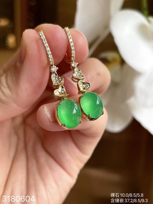 玻璃木纳艳绿蛋面耳坠 79999【3180604】 商品图3