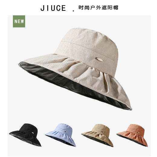 ZQ-q1-M2415夏季薄款大檐遮阳帽黑胶帽简约休闲太阳帽子女 商品图2