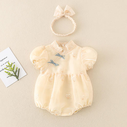 夏季新生儿女宝宝连体衣满月周岁哈衣中国风包屁衣服 商品图2