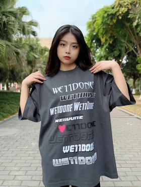 We11done23春夏超大版型有机棉弹幕印花T恤