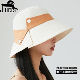 ZQ-R2-M2417 日系拼色扣子全棉渔夫帽女韩国春夏宽檐遮脸帽百搭盆帽潮