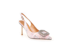 豪麟名鞋奥莱迪嘉女鞋半凉鞋针织布DJKDA31WB012粉色  原价1960元