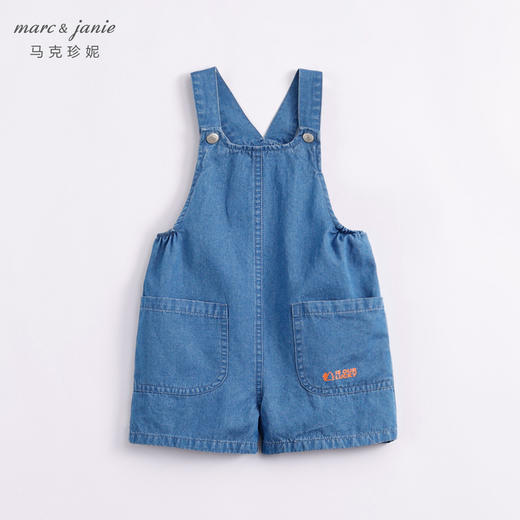 马克珍妮夏装男童运动风纯棉牛仔背带裤 儿童五分裤230969 商品图3