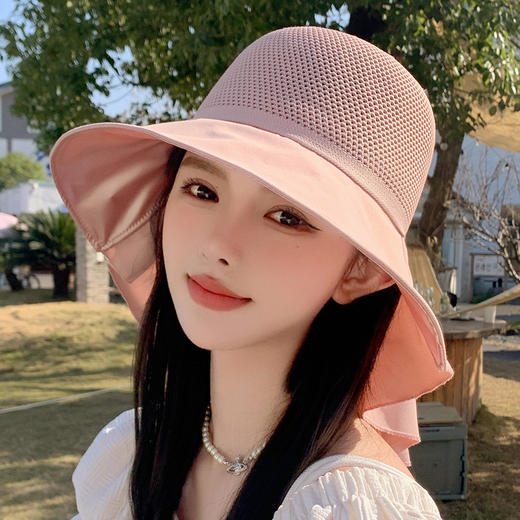 ZQ-T1-M2271日本UV遮阳帽女夏天太阳帽子大檐披肩蝴蝶结渔夫帽潮 商品图3