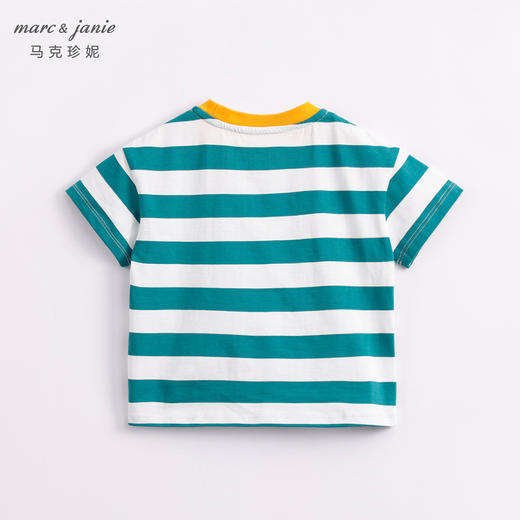 马克珍妮新款夏装 男童学院风条纹纯棉短袖T恤230698 商品图2