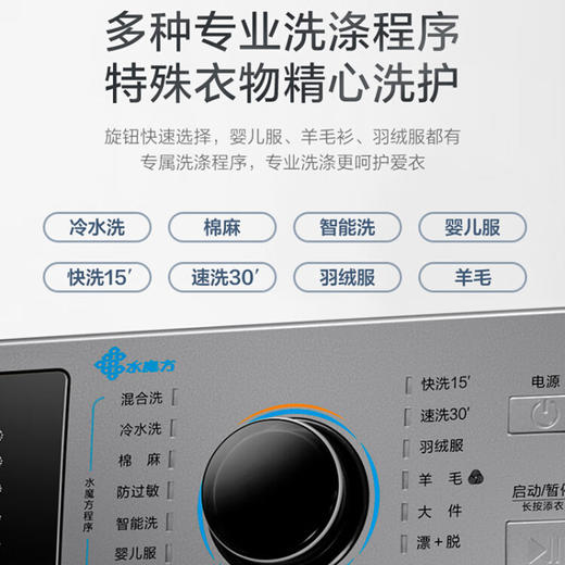 小天鹅（LittleSwan）10公斤滚筒洗衣全自动 水魔方洗衣冷水洗防缠绕一级能效 TG100V868WMADY 商品图4