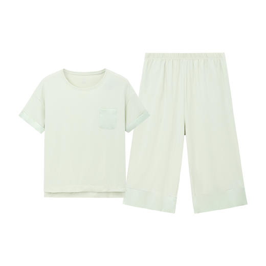 Threegun三枪 【凉感弹力棉】圆领短袖中裤女士家居套家居服-81848D011 商品图0
