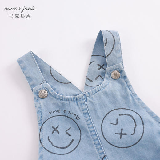 马克珍妮夏装男童运动风纯棉牛仔背带裤 儿童五分裤230969 商品图4